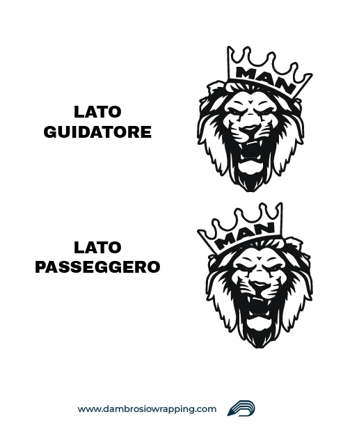 Kit 2 Adesivi per Laterale Camion - Leone Man con Corona