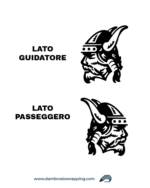 Kit of 2 Stickers for the Side of the Truck - Stylized Viking in Profile