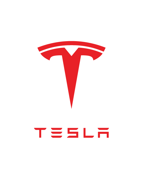Autocollant Logo Complet Tesla - Rouge