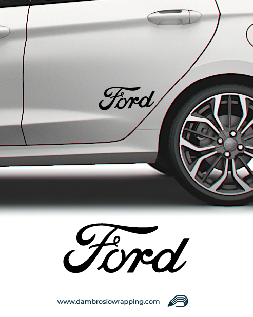 Ford side sticker with cursive writing