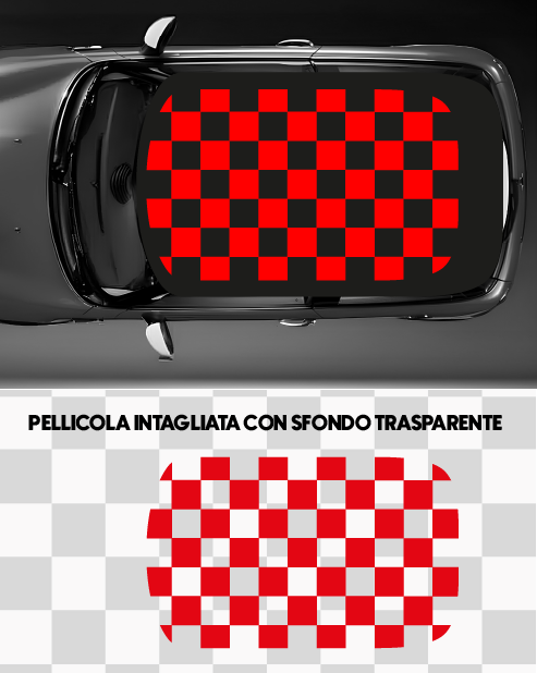Mini Cooper Roof Sticker Kit - White/Red Checkerboard