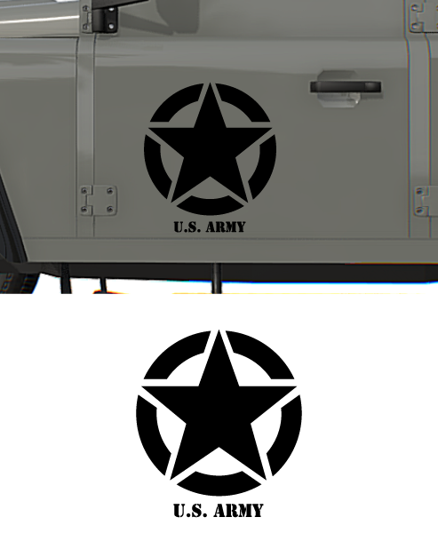 Autocollant étoile avec inscription "U.S. Army" pour Jeep