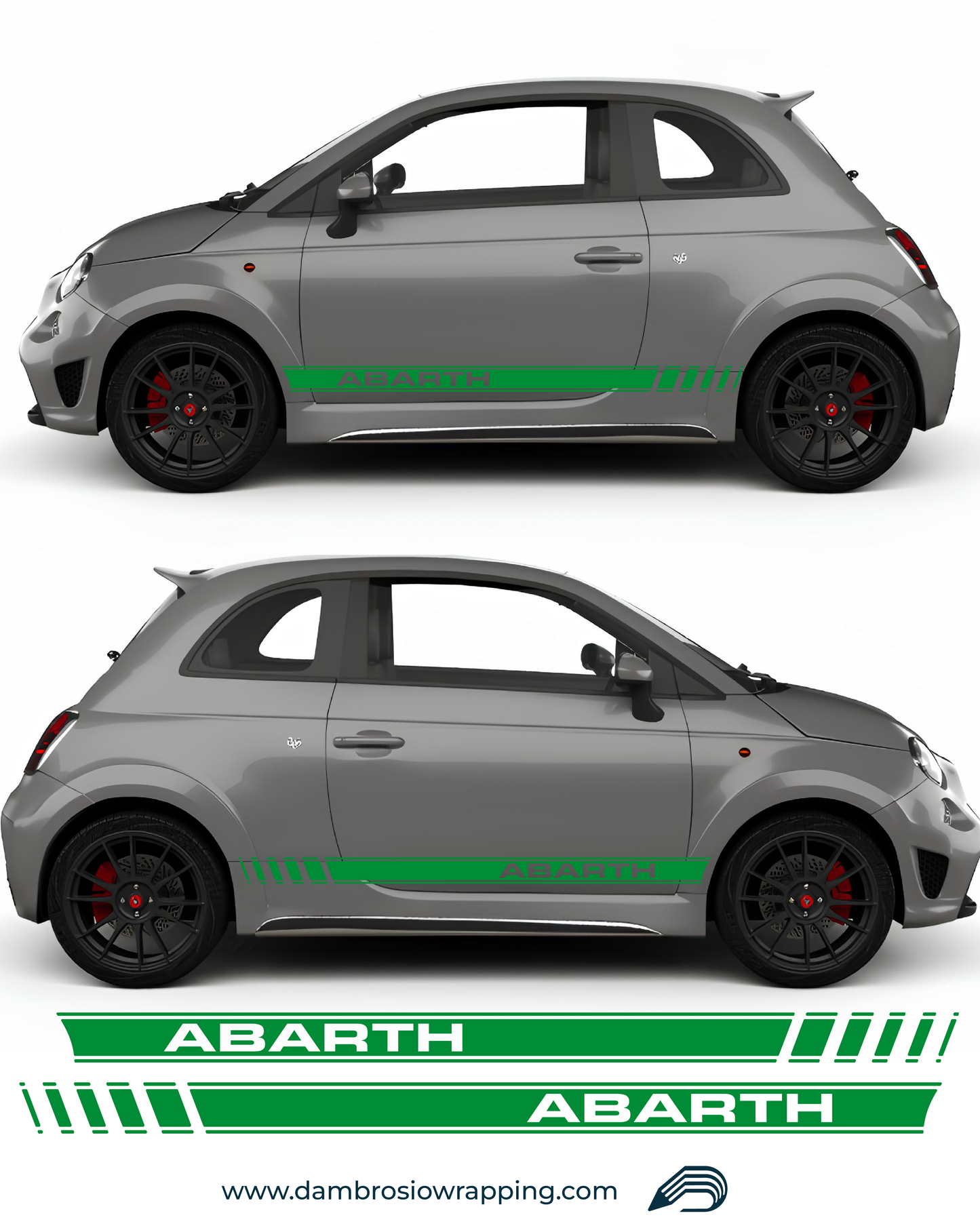 Kit Sport Bandes Adhésives Latérales avec inscription Abarth 595 / 695 - Vertes