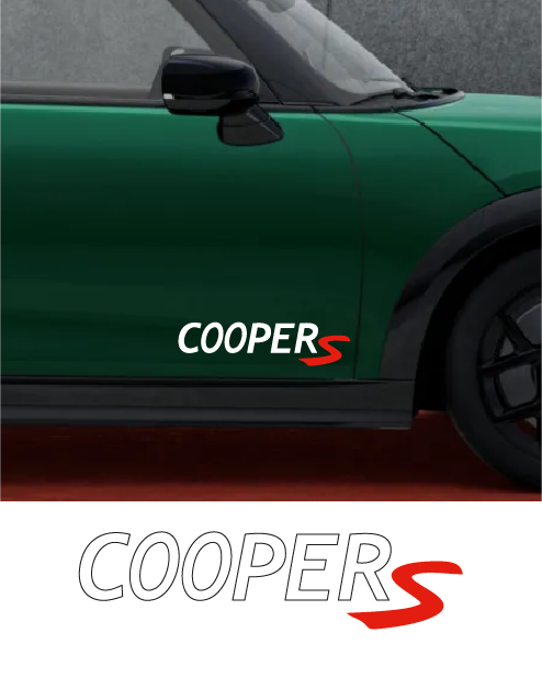 Kit Adesivi Laterali "Cooper S" per Mini Cooper - Bianco/Rosso