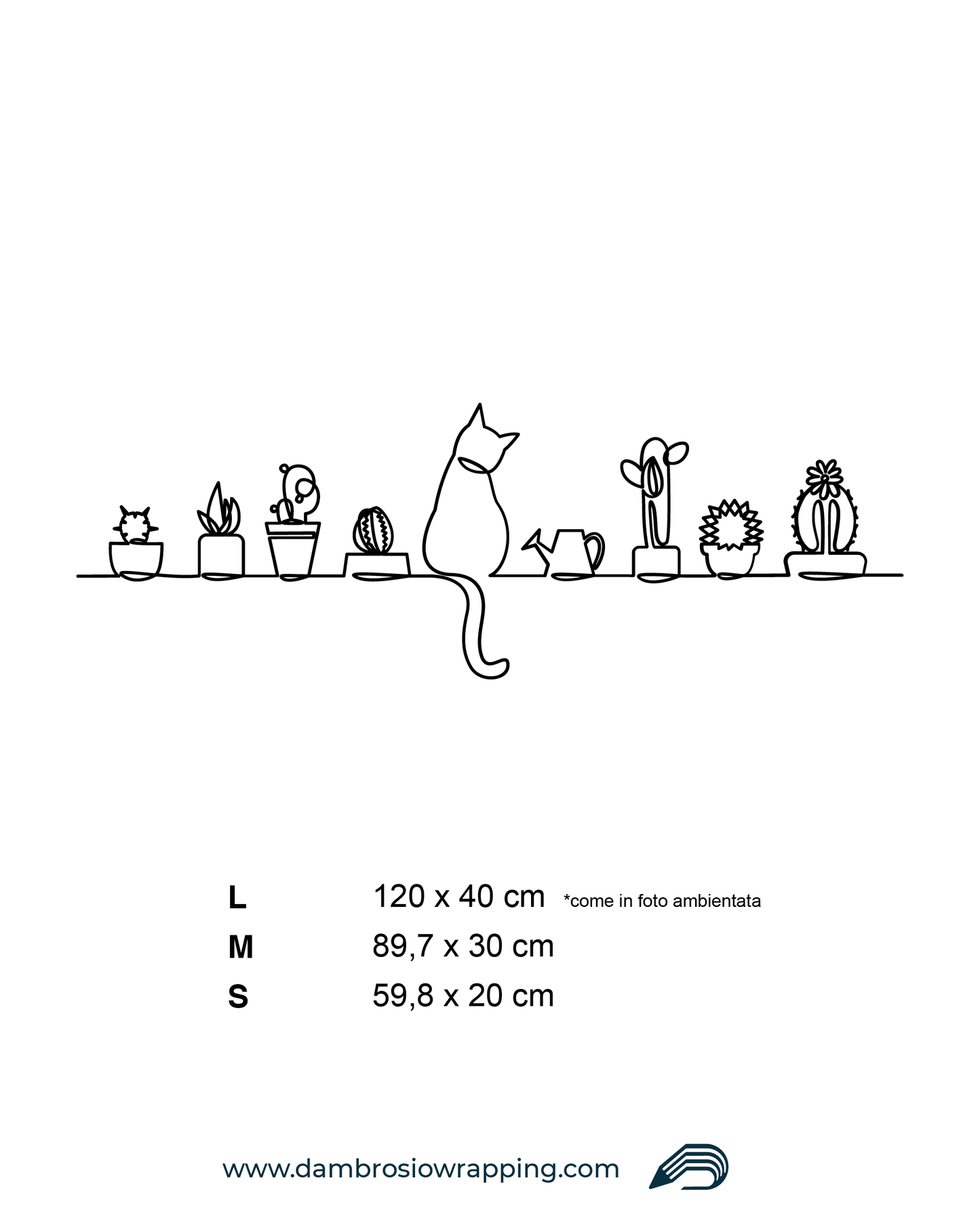 Adesivo Murale - Piante e Gatto