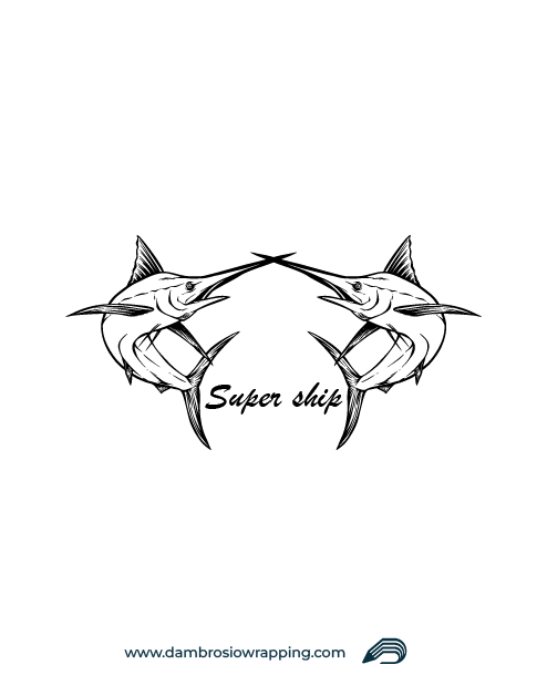 Adesivo con 2 Pescespada e scritta "Super Ship"