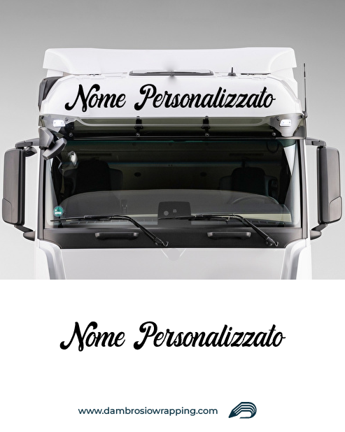 Adesivo Scritta "Nome Personalizzato" per Frontale Superiore Camion
