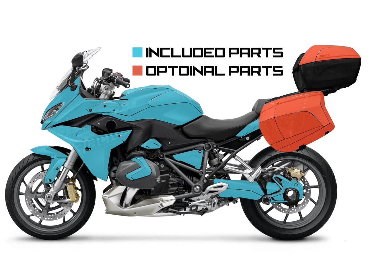 Schema parti incluse e grafiche opzionali per valigie BMW R1200/R1250RS