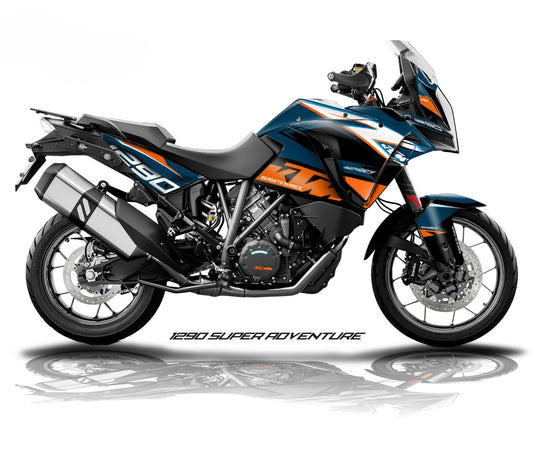 Kit Grafiche Adesivi Carene - KTM 1290 Super Adventure (2017~2020) - (RN-BN)