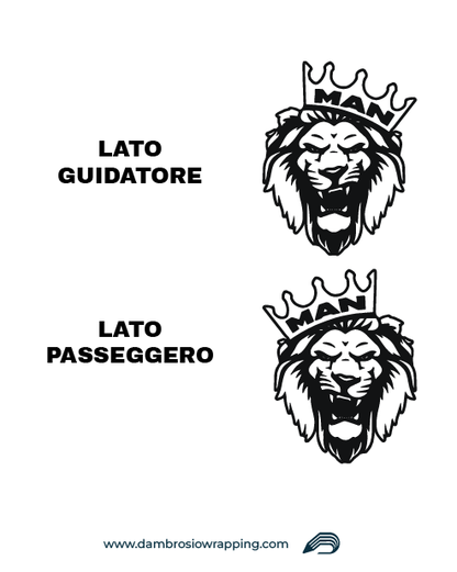 Kit 2 Adesivi per Laterale Camion - Leone Man con Corona