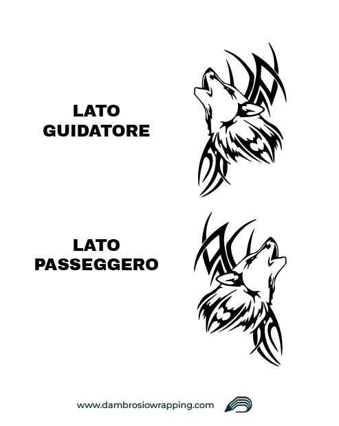 Kit 2 Adesivi per Laterale Camion - Lupo con Tribale