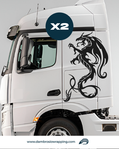 Kit 2 Adesivi per Laterale Camion - Drago Stilizzato