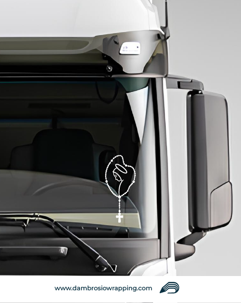 Adesivo per Parabrezza Frontale Camion - Rosario con Maria