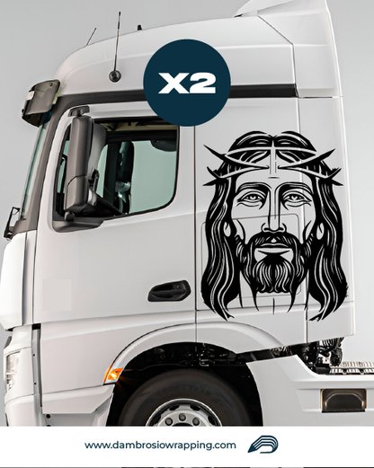 Kit 2 Adesivi per Laterale Camion - Gesù Stilizzato