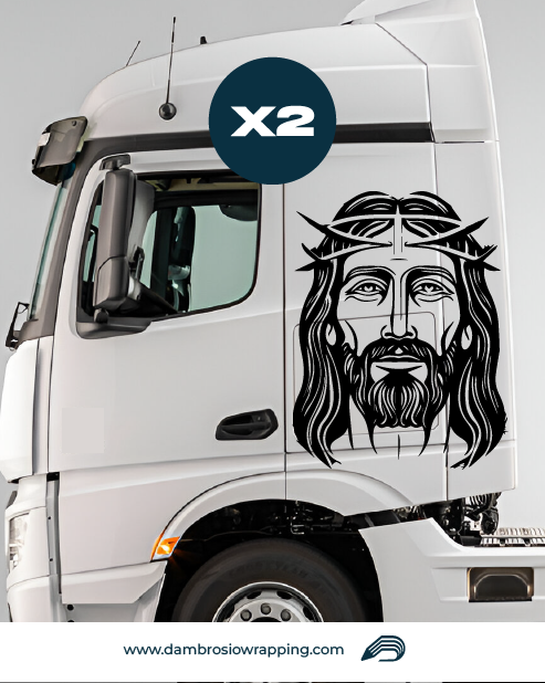 Kit 2 Adesivi per Laterale Camion - Gesù Stilizzato
