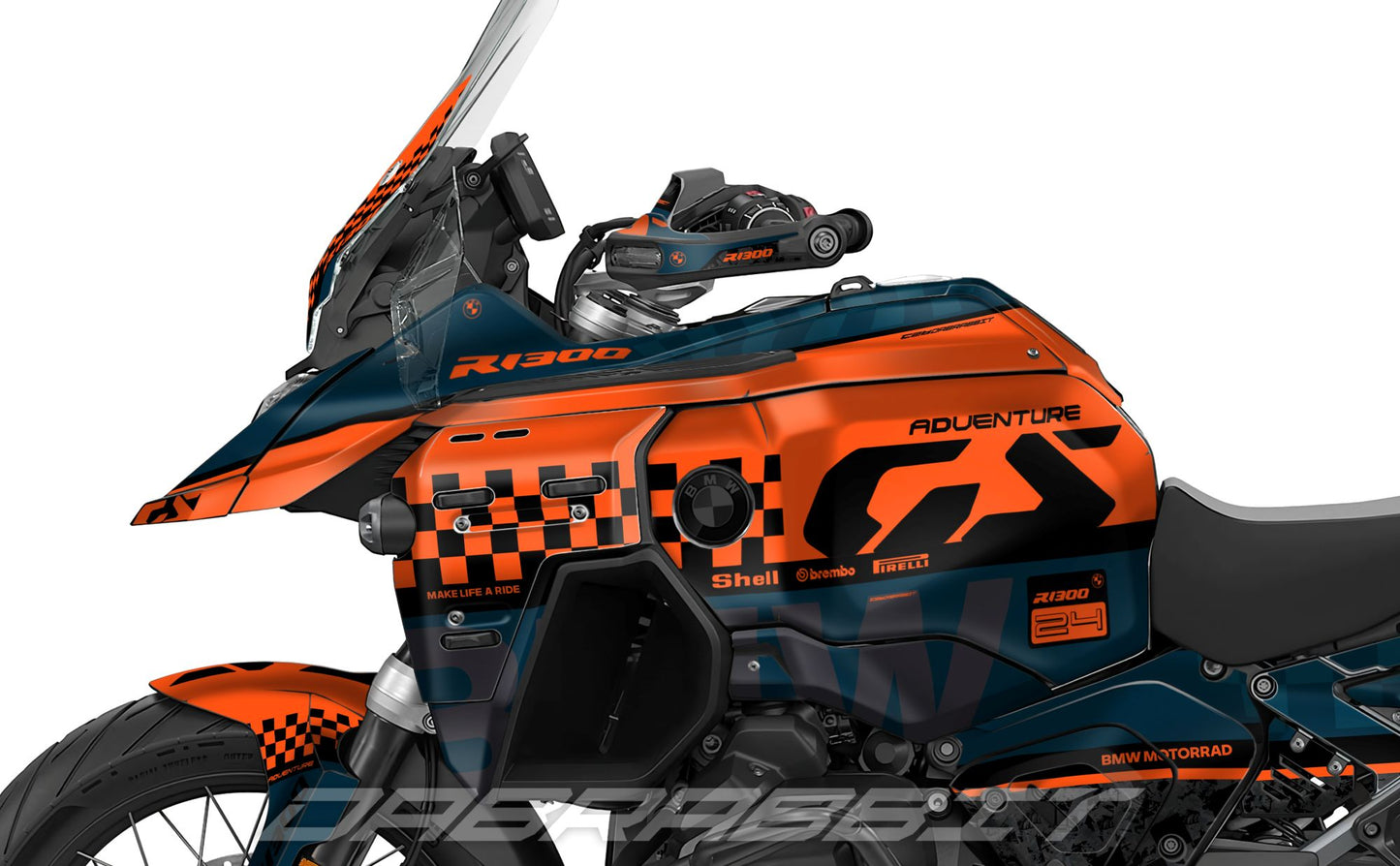 Kit Grafiche Adesivi Carene - BMW R1300GS ADV (2024~) - (CHKR-NO)