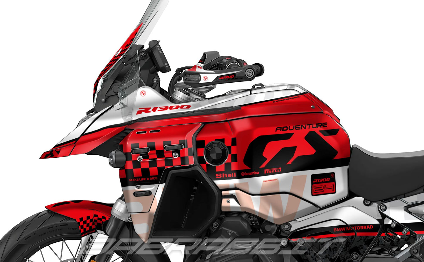 Kit Grafiche Adesivi Carene - BMW R1300GS ADV (2024~) - (CHKR-RW)