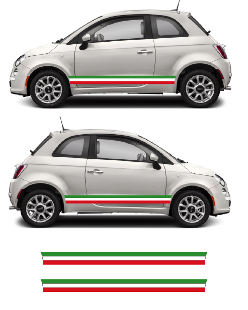 Italian Flag Side Stripes - Fiat 500