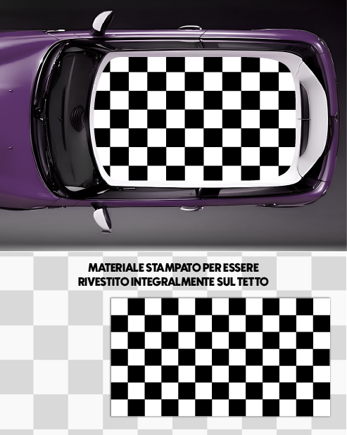 Mini Cooper Roof Sticker Kit - Black/White Checkerboard