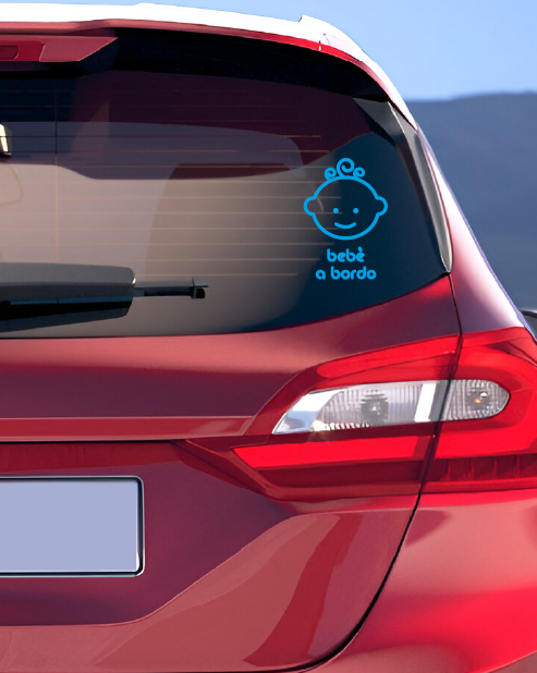 Adesivo Viso bambino con testo "bebè a bordo"