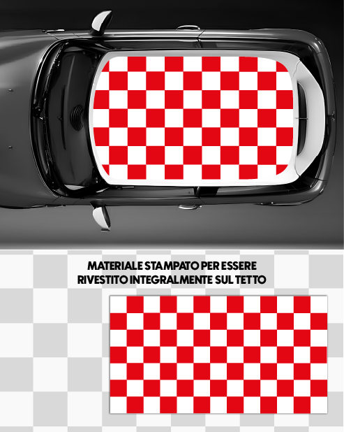 Mini Cooper Roof Sticker Kit - White/Red Checkerboard