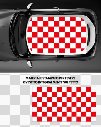 Mini Cooper Roof Sticker Kit - White/Red Checkerboard