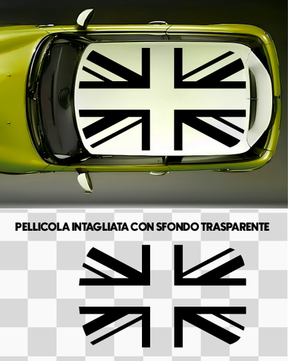 Mini Cooper Roof Sticker Kit - Stylized English Flag Black/White