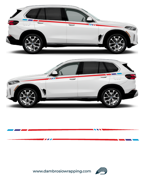 Kit Bandes Adhésives Latérales pour BMW X1 2022 - Rouges