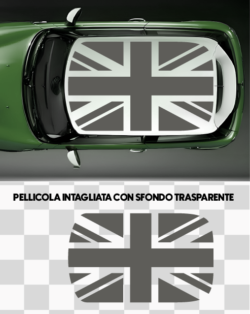 Mini Cooper Roof Sticker Kit - England Flag Grey/White