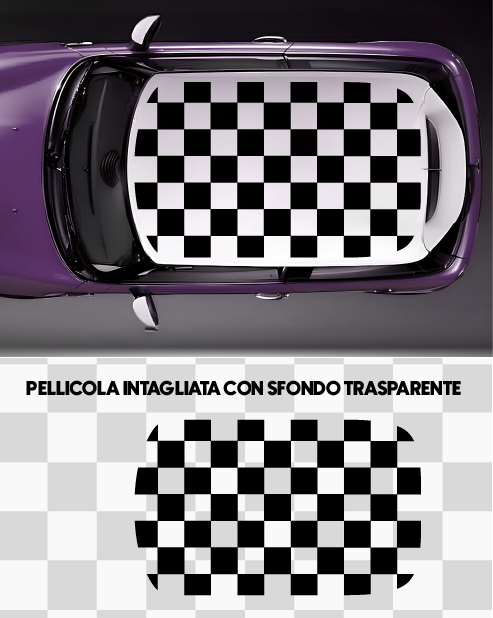 Mini Cooper Roof Sticker Kit - Black/White Checkerboard