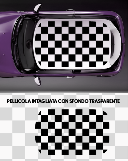 Mini Cooper Roof Sticker Kit - Black/White Checkerboard