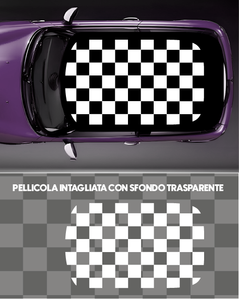 Mini Cooper Roof Sticker Kit - Black/White Checkerboard