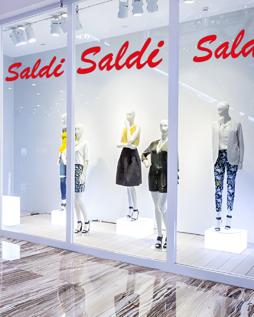 Adesivo scritta "Saldi" in corsivo