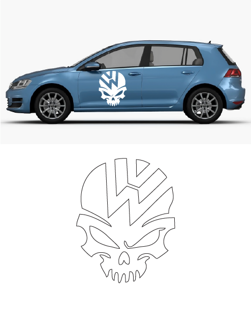 Volkswagen Side Decal Kit - White Skull