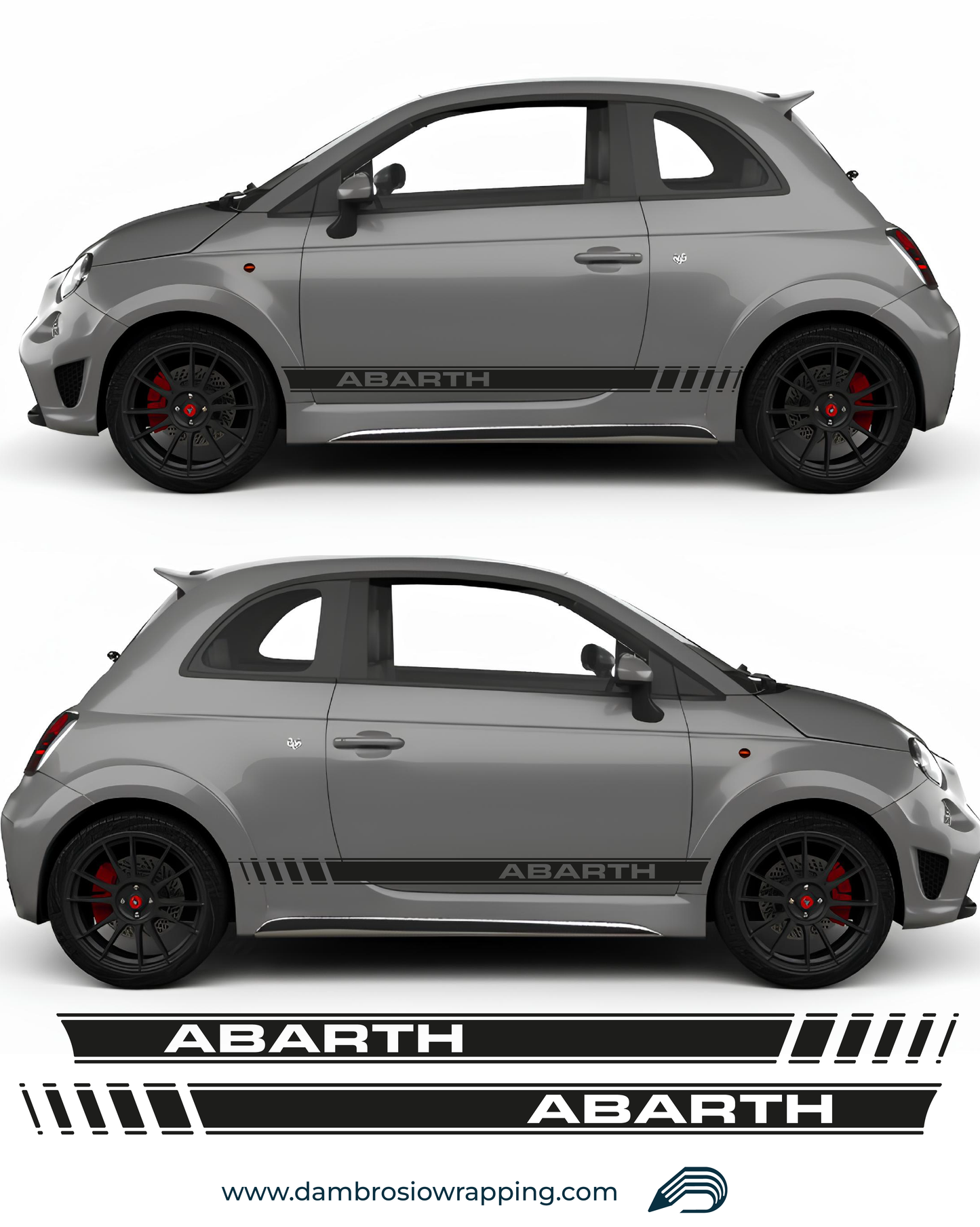 Sport Kit Side Adhesive Strips with Abarth 595 / 695 writing