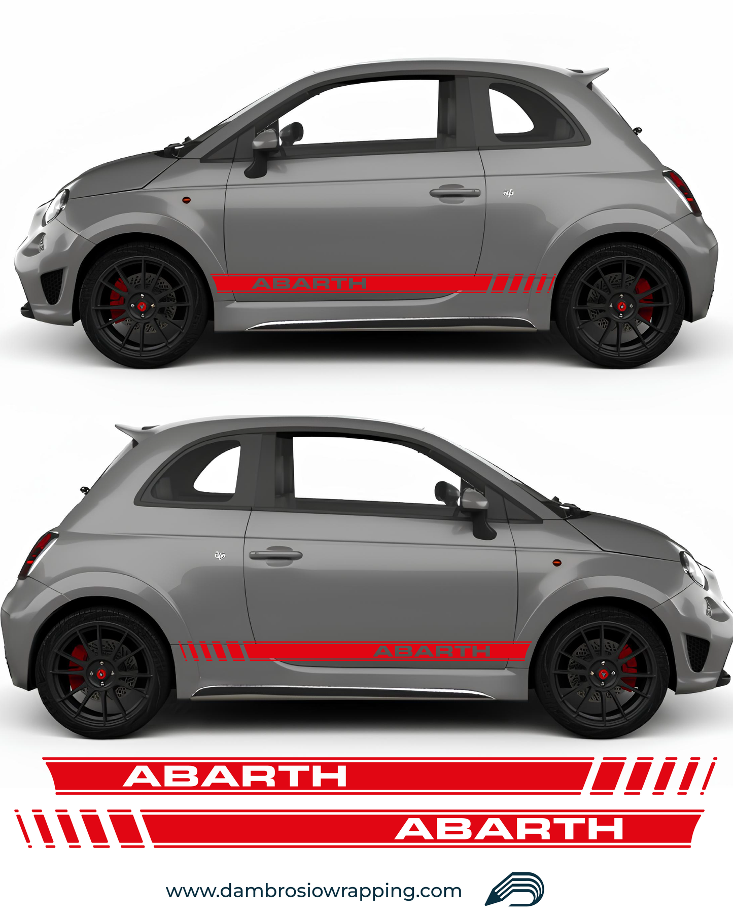 Sport Kit Side Adhesive Strips with Abarth 595 / 695 writing