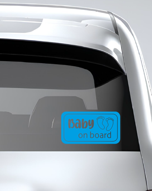 Adesivo "Baby on Board" con riquadro e piedini