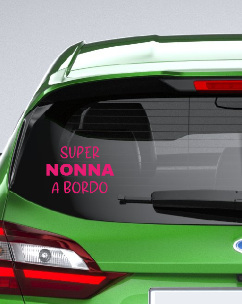 Adesivo scritta "Super NONNA a bordo"