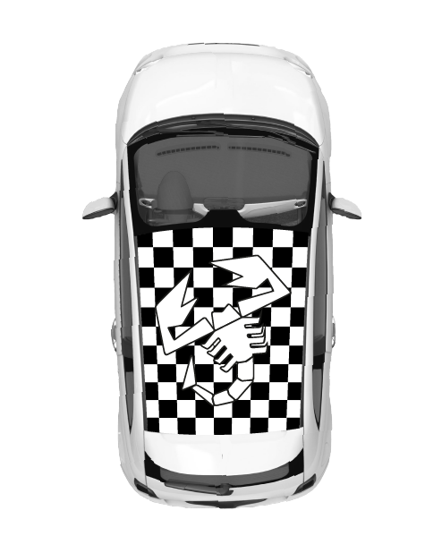Abarth Roof Sticker Checkerboard Kit - White/Black