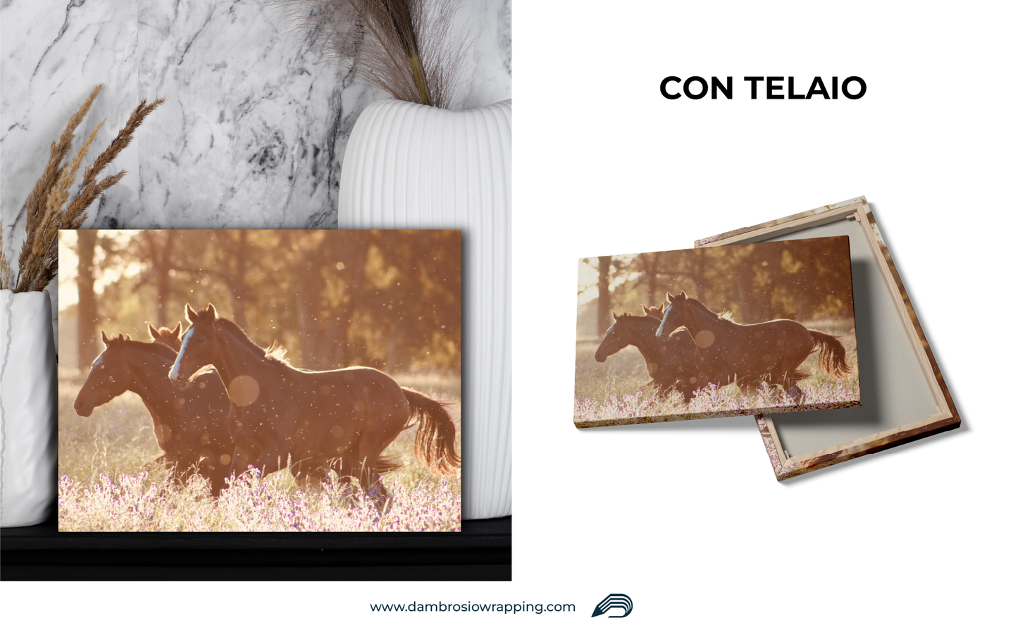 Tela / Quadro Cavalli Tramonto
