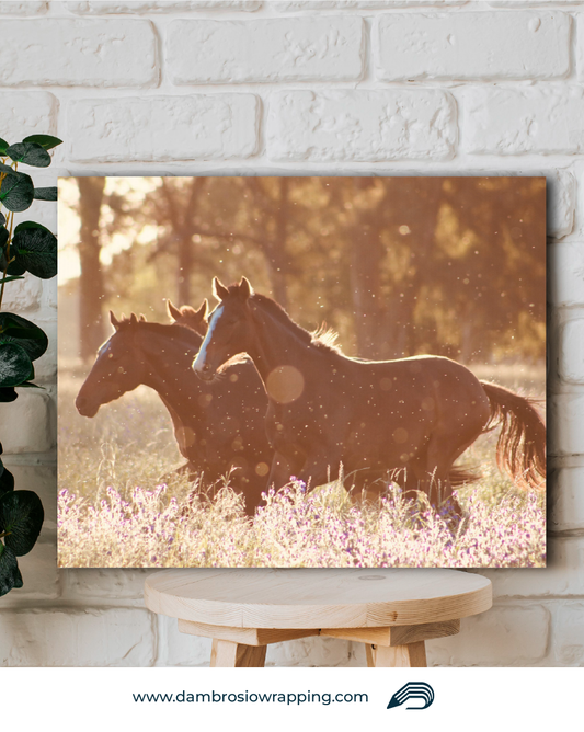 Tela / Quadro Cavalli Tramonto