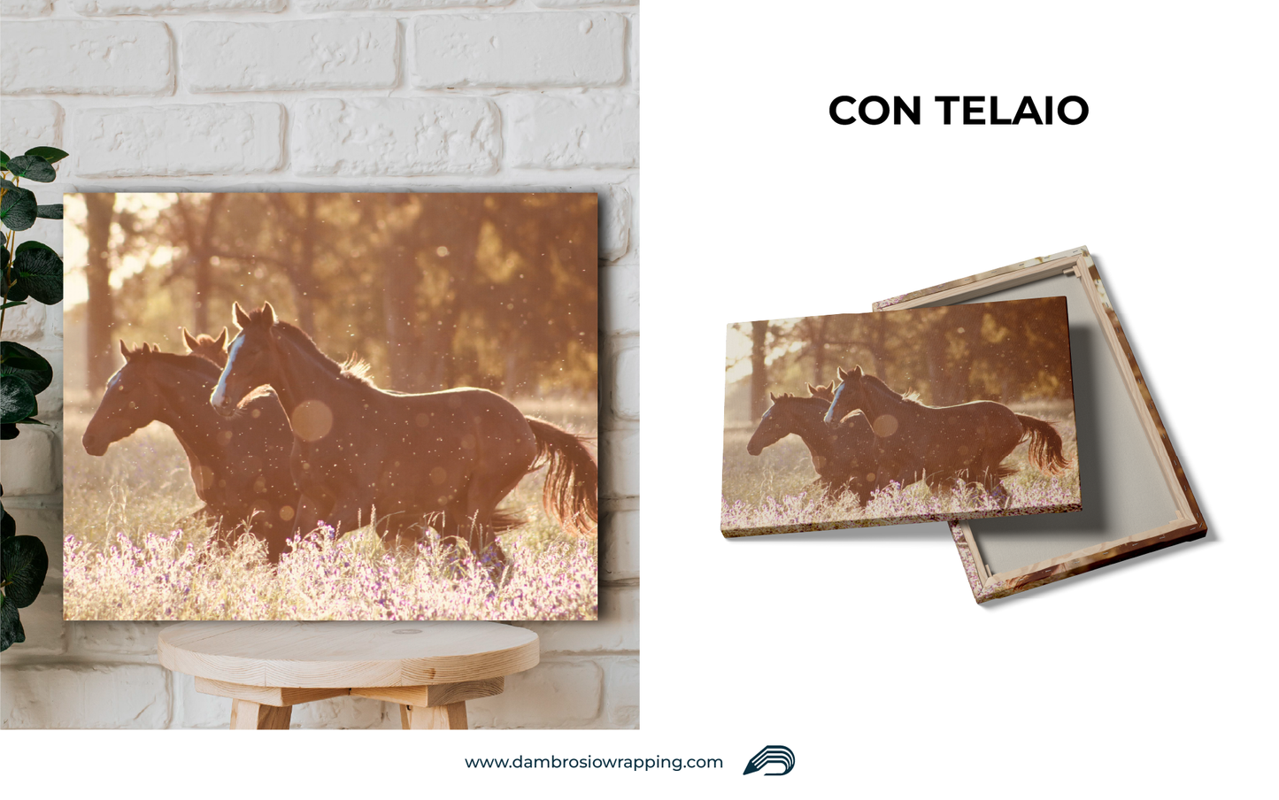 Tela / Quadro Cavalli Tramonto