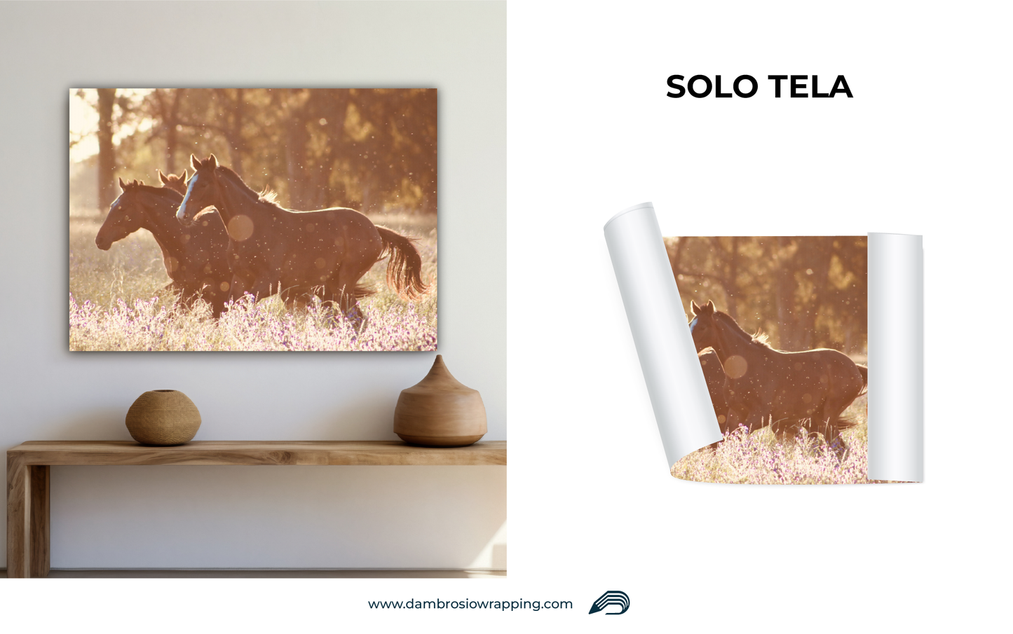 Tela / Quadro Cavalli Tramonto