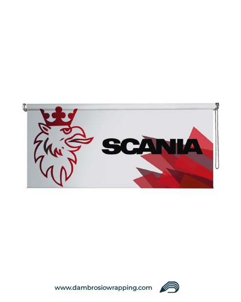 Blackout Roller Blind - SCANIA White Emblem