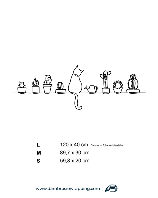 Adesivo Murale - Piante e Gatto