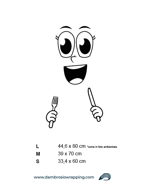 Adesivo per frigorifero - Faccia Felice con Posate