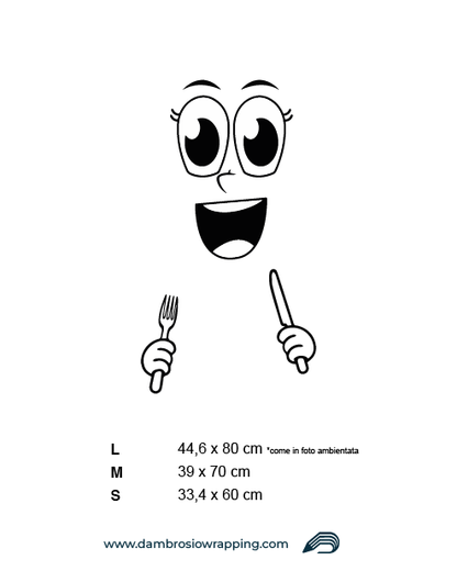 Adesivo per frigorifero - Faccia Felice con Posate