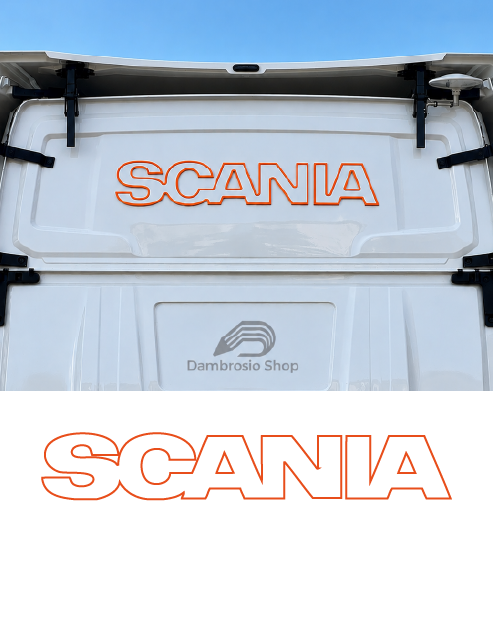 Adesivo Scritta "Scania" per Retro Cabina Posteriore Camion - Solo Contorno
