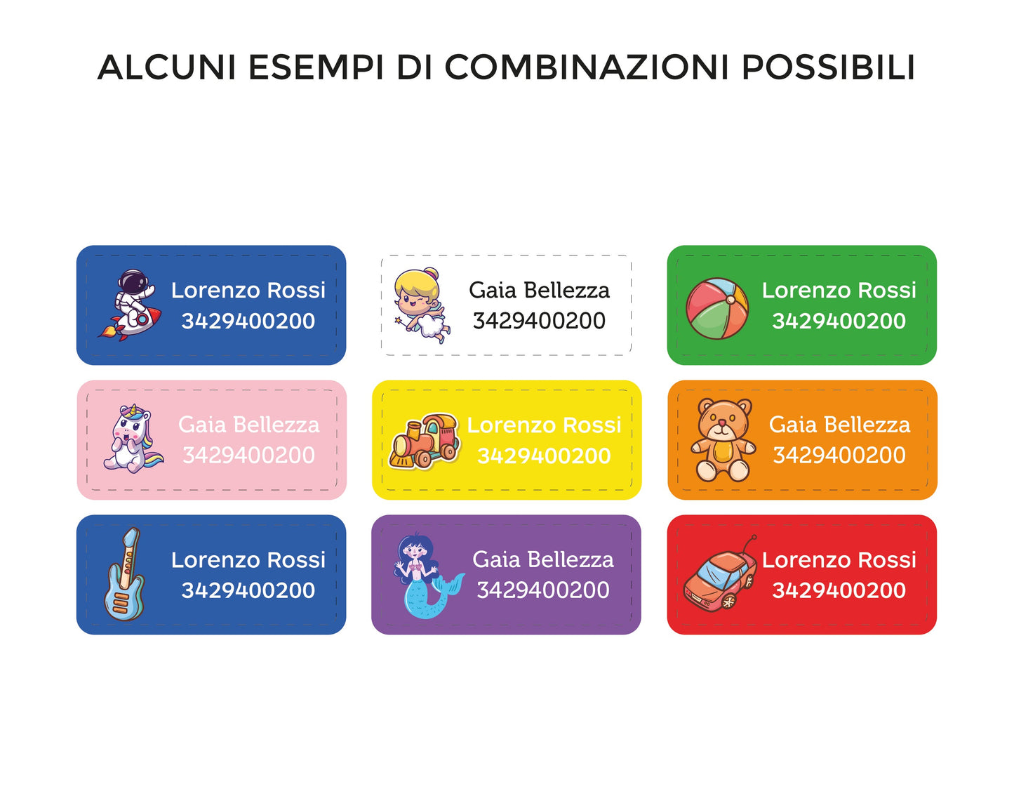 Kit 24 Etichette Adesive Personalizzate per Abbigliamento