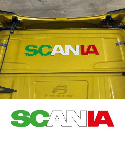 Adesivo Scritta "Scania" per Retro Cabina Posteriore Camion - Tricolore Bandiera Italia
